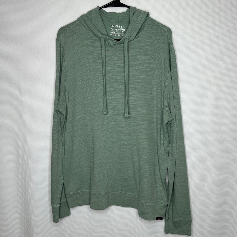 Faherty Hoodie Sunwashed Slub Organic Cotton Green Mens size Large